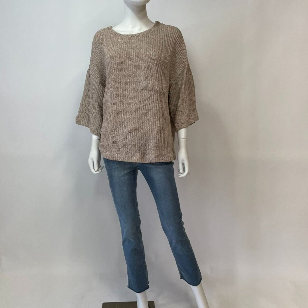 Entro Tan Short Sleeve Knit Sweater